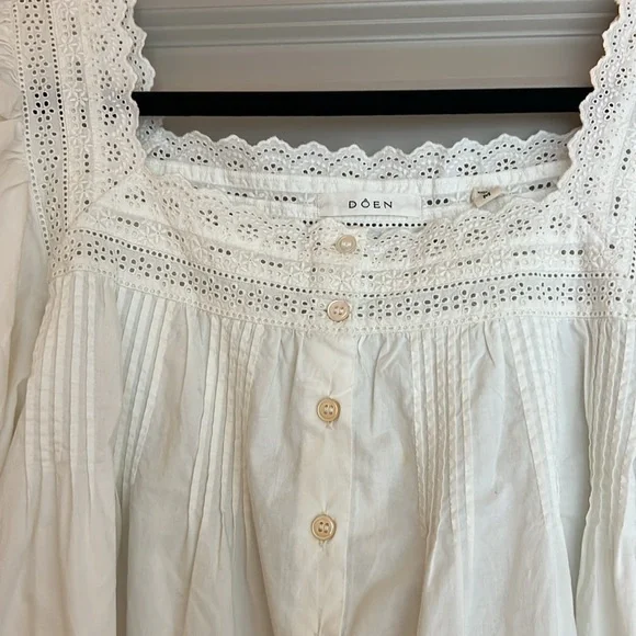 Doen White Puff Sleeve Blouse M - Picture 2 of 5